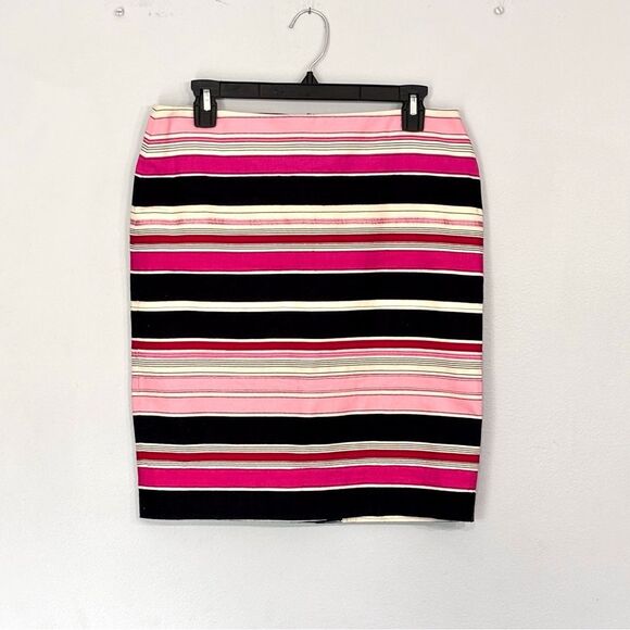 Talbots | Women’s Petite Silky Ribbon Pencil Skirt Grosgrain Striped Lined Pink - Picture 1 of 16